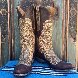 ✨NEW✨Old Gringo Feita Cowgirl Boots in bone/chocolate~w/brown embroidery! Sz9.5
